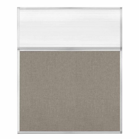 Versare Hush Panel Configurable Cubicle Partition 5' x 6' W/ Window Warm Pebble Fabric Clear Fluted Window 1812518-1